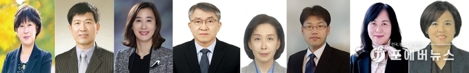 (좌측부터)고양교육지원청 이현숙 교육장, 부천교육지원청 김태성 교육장, 안산교육지원청 김수진 교육장, 안성교육지원청 이정우 교육장, 파주교육지원청 전선아 교육장, 평택교육지원청 김윤기 교육장, 포천교육지원청 소성숙 교육장, 화성오산교육지원청 김인숙 교육장.