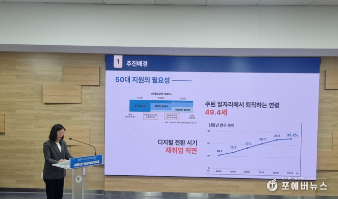 황희민 평생학습사업본부장이 4일 오전 시청 중회의실에서 열린 정책브리핑에서 '광명시민 평생학습지원금'에 대해 설명하고 있다.(사진=김경순)