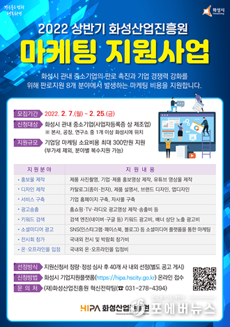 화성산업진흥원 2022년 상반기 마케팅 지원사업 포스터.