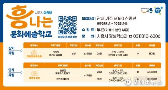시흥시, 신중년 위한 '흥나는 문화예술학교' 수강생 모집