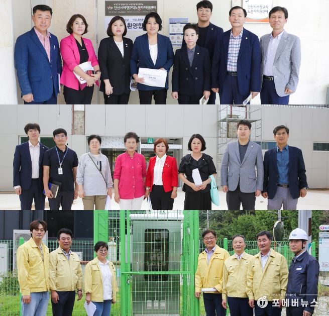 안산시의회 3개 상임위원회가 4일 제284회 임시회 중 현장활동을 실시했다. 사진 위부터 차례대로 기획행정위원회와 문화복지위원회, 도시환경위원회의 모습