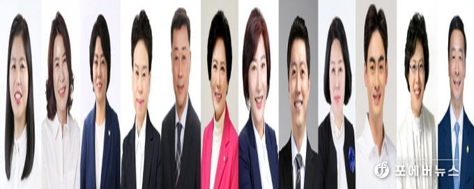 안산시의회가 오는 22일 열리는 제288회 임시회에서 의원발의 조례안 13건을 심의한다. 사진은 조례안 발의에 참여한 의원들의 모습. 왼쪽부터 박은정 김유숙 김진숙 이지화 김재국 이진분 현옥순 최찬규 황은화 선현우 박은경 한명훈 의원의 모습.