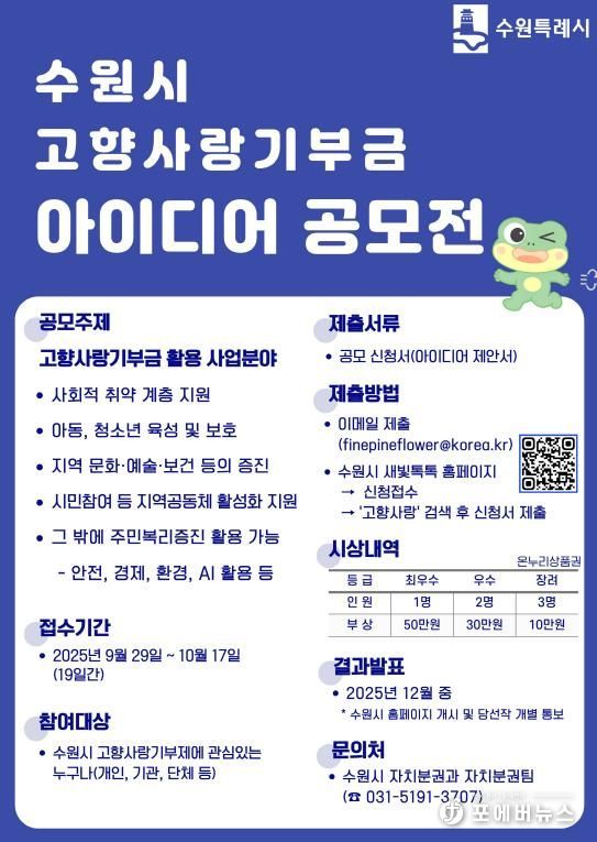 수원특례시 ‘고향사랑 기부금 활용 아이디어 공모전’ 홍보포스터