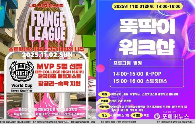 나주문화재단이 오는 11월 1일부터 2일까지 나주정미소에서 ‘2025 나주 프린지 페스티벌 프린지리그’를 개최한다.