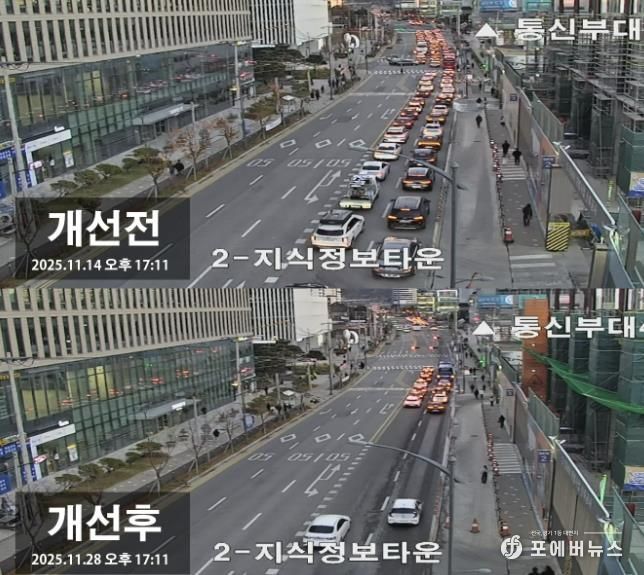 과천대로7길 퇴근시간대 모습(개선 전후)