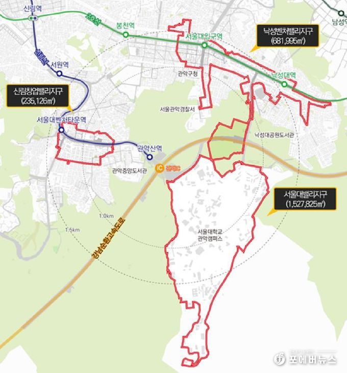 관악S밸리 R&D 벤처·창업 특정개발진흥지구 대상지 위치도