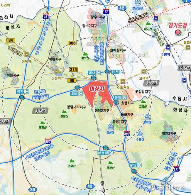 봉담3공공주택지구 위치도