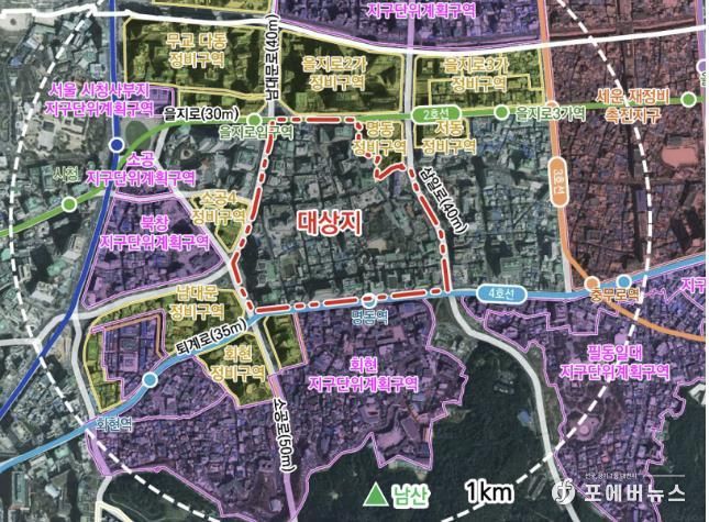 명동관광특구 지구단위계획구역 위치도