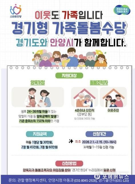 안양시, ‘경기형 가족돌봄수당’ 내달 1일부터 접수