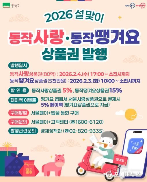 2026 설 맞이 동작사랑상품권, 동작땡겨요상품권 발행 홍보 이미지