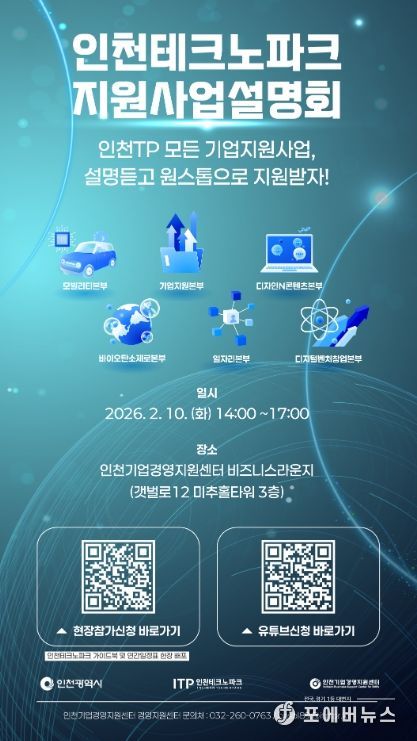 인천TP, ‘2026 인천테크노파크 지원사업 설명회’