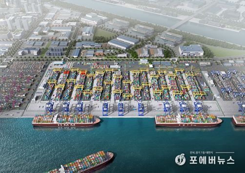 인천신항 1-2단계 컨테이너부두 상부공사 착공