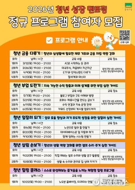 ‘2026년 동작구 청년 성장 멘토링’ 프로그램 홍보 포스터