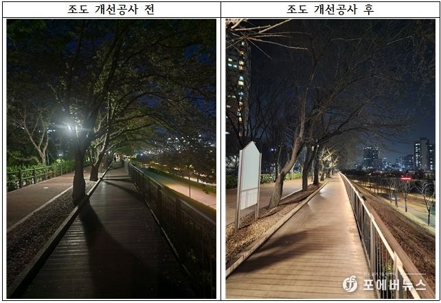 도림천 제방길 조도 개선공사 전·후 사진