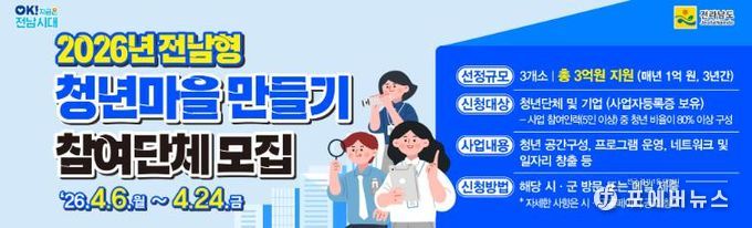 전남형 청년마을 만들기 교육 사진 1장과 홍보물